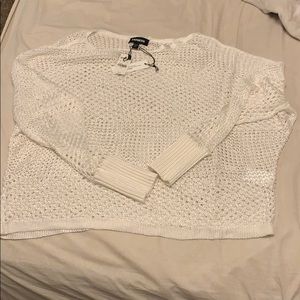 White open knit sweater from express